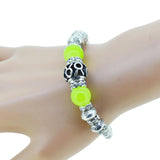 Fashion serling silver jewelry love heart charm bangles & bracelets glass beads strand bracelets for women fine jewelry