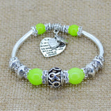 Fashion serling silver jewelry love heart charm bangles & bracelets glass beads strand bracelets for women fine jewelry