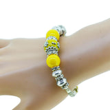 Fashion serling silver jewelry love heart charm bangles & bracelets glass beads strand bracelets for women fine jewelry