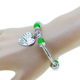 Fashion serling silver jewelry love heart charm bangles & bracelets glass beads strand bracelets for women fine jewelry