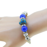 Fashion serling silver jewelry love heart charm bangles & bracelets glass beads strand bracelets for women fine jewelry