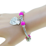 Fashion serling silver jewelry love heart charm bangles & bracelets glass beads strand bracelets for women fine jewelry