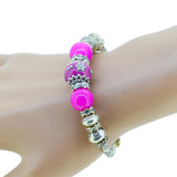 Fashion serling silver jewelry love heart charm bangles & bracelets glass beads strand bracelets for women fine jewelry