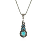 Vintage Necklace For Women Elegant Geometric long Pendant Charming Women Silver Metal Turquoise necklace Women's Jewelry