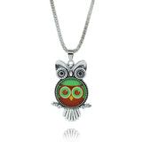 Fashion Owl pendant necklace newest glass cabochon necklace in jewelry vintage sterling silver statement chain necklace