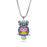 Fashion Owl pendant necklace newest glass cabochon necklace in jewelry vintage sterling silver statement chain necklace