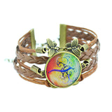 Newest Bracelet Bangles life tree Galaxy Cabochon vintage bronze butterfly Leather Bracelet For Women Men