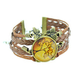 Newest Bracelet Bangles life tree Galaxy Cabochon vintage bronze butterfly Leather Bracelet For Women Men