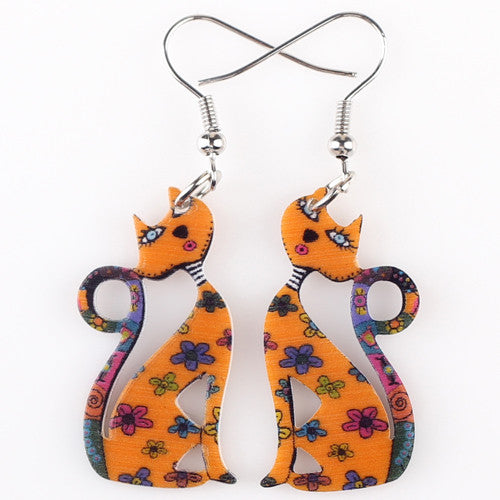 Drop Cat Earrings Long Acrylic Pattern Dangle Earring Fashion Jewelry For Women News Style Design Accessories Parts