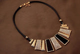 New Fashion Design Beads Enamel Bib Leather Braided Rope Chain Necklace