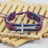 Bracelet For Women Men Jewelry Handmade Braid Genuine Leather bracelet Wrap Charm Cross Bracelets Bangles Fine Jewelry