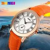 Women Quartz Watch SKMEI Brand Lady Watches Fashion Retro Female Casual Ladies Genuine Leather Strap Women's Wristwatches