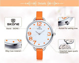 Skone Women Fashion Causal Watch Lady's Leather Analog Quartz Watch Water Resitant Watches Gift For Lover Wrist Watches