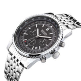 MEGIR CHRONOGRAPH 24 Hours Luxury Brand Watch Men Full Steel Watch Analog Display Quartz Men Business Watches Casual Watches