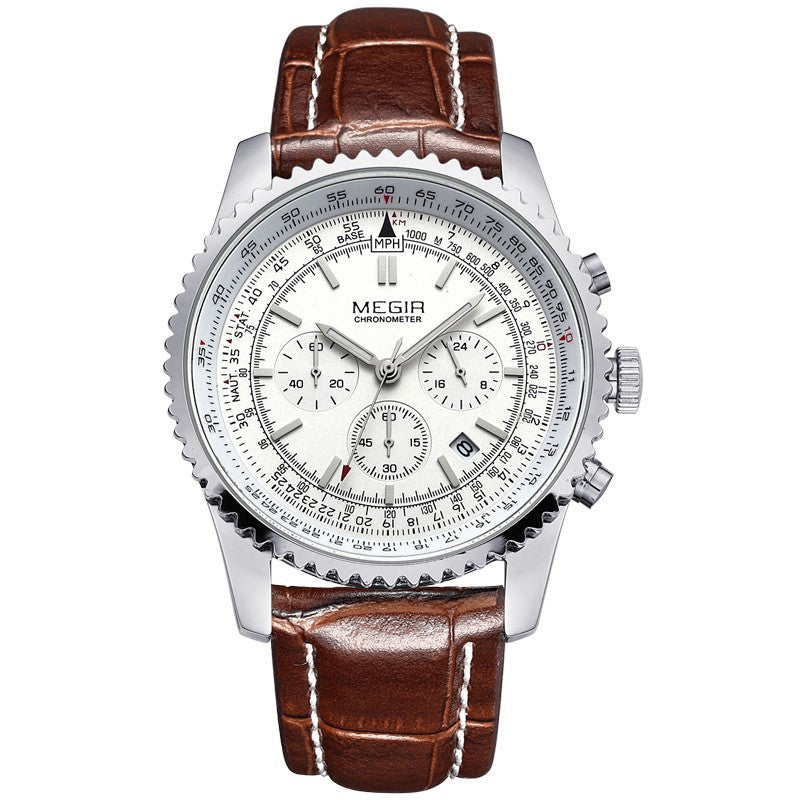 MEGIR CHRONOGRAPH 24 Hours Luxury Brand Watch Men Full Steel Watch Analog Display Quartz Men Business Watches Casual Watches