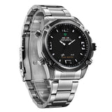 WEIDE Men Military Army Watch Analog LED Digital Stainless Steel Multifunction Quartz Sports Watch Men's Wristwatches