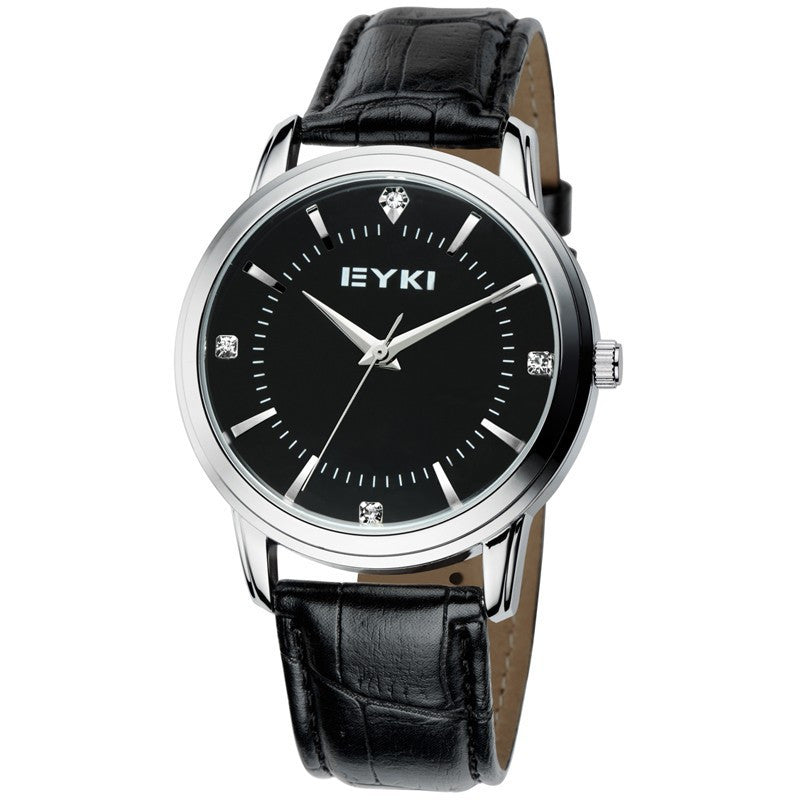 EYKI Genuine Leather Band Gold Case Analog Display Quartz Watch Men Luxury Brand Business Casual Watch
