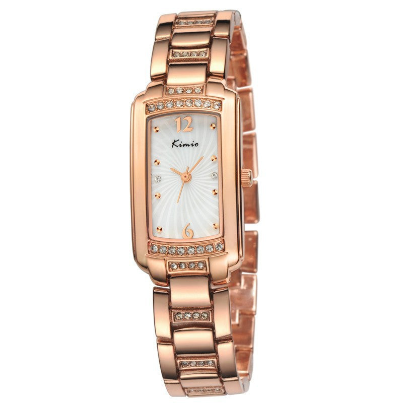 KIMIO New Women Quartz Watch IP Plating Gold Stainless & Rhinestone Band Casual Watch Women Wristwatch