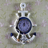 Mediterranean-Style Wooden Helmsman Wall Clock Creative Blue And White Home Decor Watch Wall Small Style