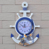 Mediterranean-Style Wooden Helmsman Wall Clock Creative Blue And White Home Decor Watch Wall Small Style 
