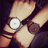2015 Brand New Watches Men Fashion Round Steel Case Men women Leather quartz watch Wrist watches High Quality