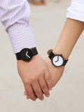 Genuine Leather Brand Luxury Women Man Watch Lovers' Quartz Watch Black White Wristwatches Montre Femme De Marque