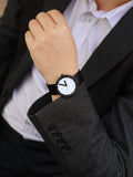 Genuine Leather Brand Luxury Women Man Watch Lovers' Quartz Watch Black White Wristwatches Montre Femme De Marque