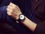 Genuine Leather Brand Luxury Women Man Watch Lovers' Quartz Watch Black White Wristwatches Montre Femme De Marque