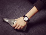 Genuine Leather Brand Luxury Women Man Watch Lovers' Quartz Watch Black White Wristwatches Montre Femme De Marque