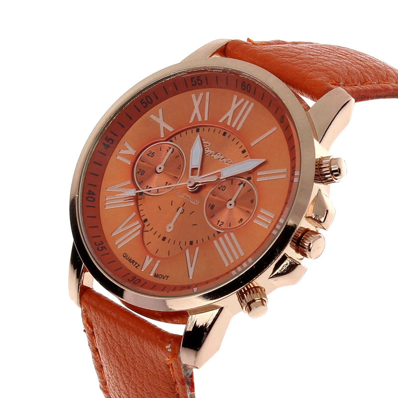 Creative Factory Price Fashion Watch Roman Numerals Faux Leather Analog Quartz Wach Women Wrist Watch