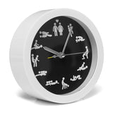New Arrival Cre-ative Cultural Arts Sex Clock Novelty Sexy 12 Position Patterns Funny Circular Desk Table Clock Classic White