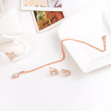 Woman's Birthday Gift Wedding Jewelry Set Fashion Gold Plated Crystal Necklace Ring Earring 3 pcs/set