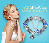 Queen Jewelry Silver Charms Bracelet & Bangles With Queen Crown Beads Bracelet for Women