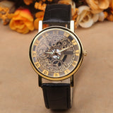 New Famous Brand Luxury Fashion Casual Stainless Steel Men Skeleton Watch Men Dress Wristwatch Leather Quartz Boy watch