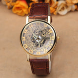 New Famous Brand Luxury Fashion Casual Stainless Steel Men Skeleton Watch Men Dress Wristwatch Leather Quartz Boy watch