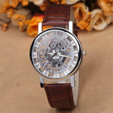 New Famous Brand Luxury Fashion Casual Stainless Steel Men Skeleton Watch Men Dress Wristwatch Leather Quartz Boy watch