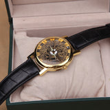 New Famous Brand Luxury Fashion Casual Stainless Steel Men Skeleton Watch Men Dress Wristwatch Leather Quartz Boy watch