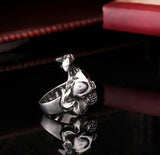 Punk Style Expendable Ring For Men 316L Stainless Steel Bird On Skull Ring Jewelry