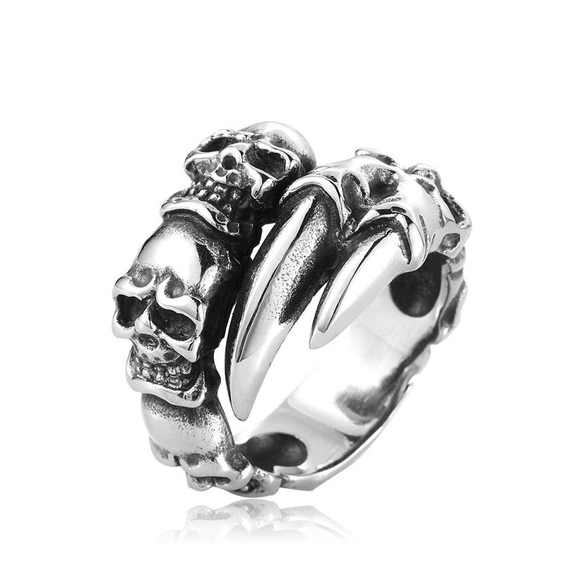 New Open Skull Hand Ring Stainless Steel Man's Fashion Jewelry Biker Punk Jewelry