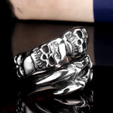 New Open Skull Hand Ring Stainless Steel Man's Fashion Jewelry Biker Punk Jewelry