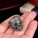 Classic Garden Secret 316L Stainless Steel Jewelry Men's Garden Flower Skull Ring for Man Punk Style