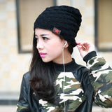 New reversible knitted winter female beanie hat women's warm hats women Chunky Baggy cap