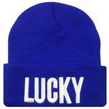 Unisex Men and Women Cap with Letter Hat Cap LUCKY Knitted Hats for Women Beanies for Men Sport Hats / Gorros / Bonnets