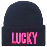 Unisex Men and Women Cap with Letter Hat Cap LUCKY Knitted Hats for Women Beanies for Men Sport Hats / Gorros / Bonnets