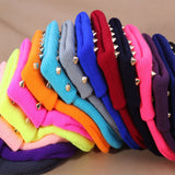 Fashion Unisex Men Knitted Hat Female Jelly Fluo Hat Autumn and Winter Hats for Women Plastic Rivets Wrap Gorro Beanies Cap