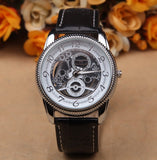 Hot Sale Classic Retro Gold Silver Skeleton Watch Leather Band Big Dial Men Women Girl Boy Luxury Wristwatch