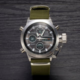 Men Sport Military Watch AMST Brand Dive LED Watches Genuine Leather Quartz Watch Men Wristwatches
