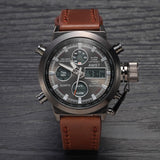 Men Sport Military Watch AMST Brand Dive LED Watches Genuine Leather Quartz Watch Men Wristwatches