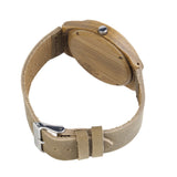 Fashion Men's Watches Bamboo Wood Wooden Watch Genuine Leather Band