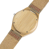 Fashion Men's Watches Bamboo Wood Wooden Watch Genuine Leather Band